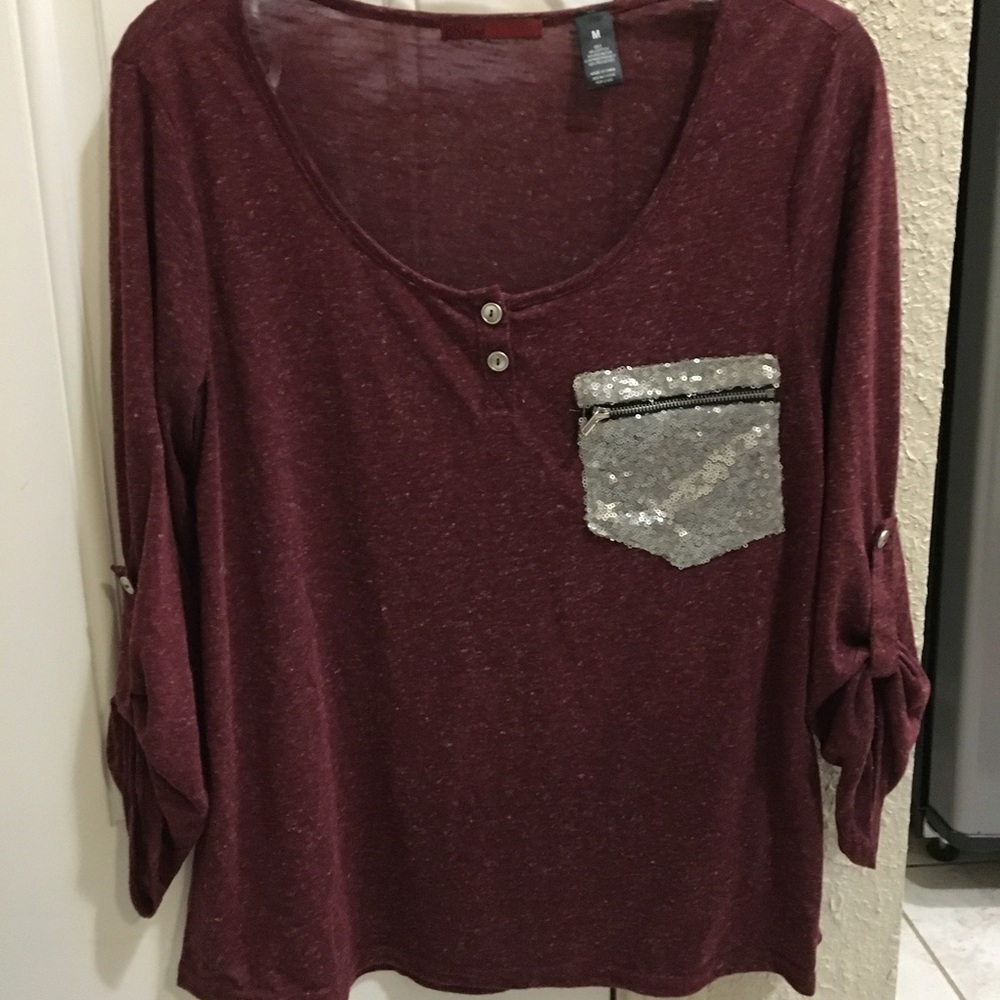 BKE Red Burgundy Top