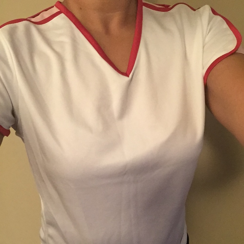 Nike White and Pink Workout Shirt