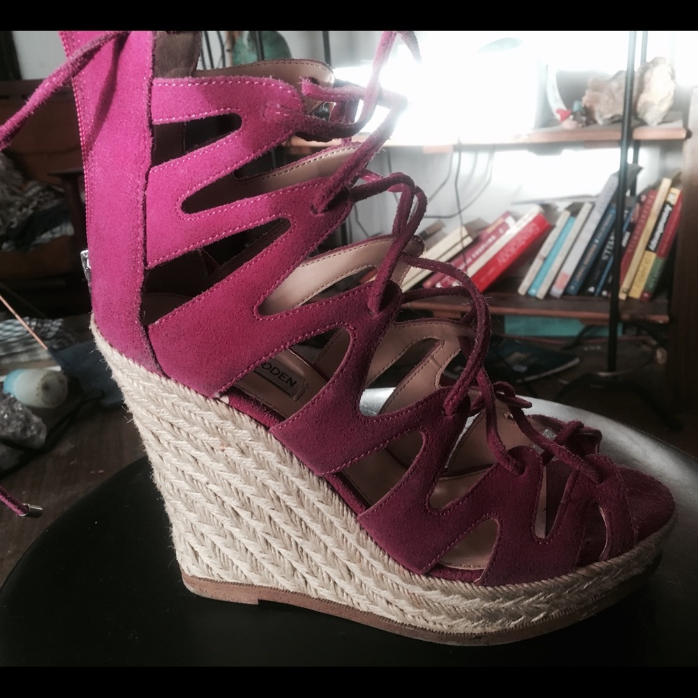 Steve Madden tie up pink gladiator wedges