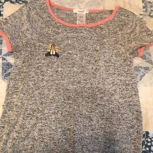 Gray and pink cap sleeve shirt