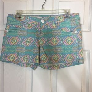 Pastel aztec denim shorts