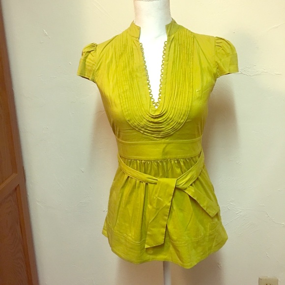 BCBG Empire Waist V-neck Blouse - Picture 1 of 7