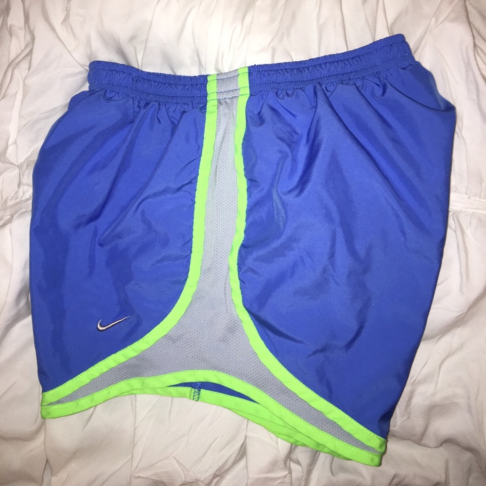 Blue, Gray, and Green Nike dri-fit shorts
