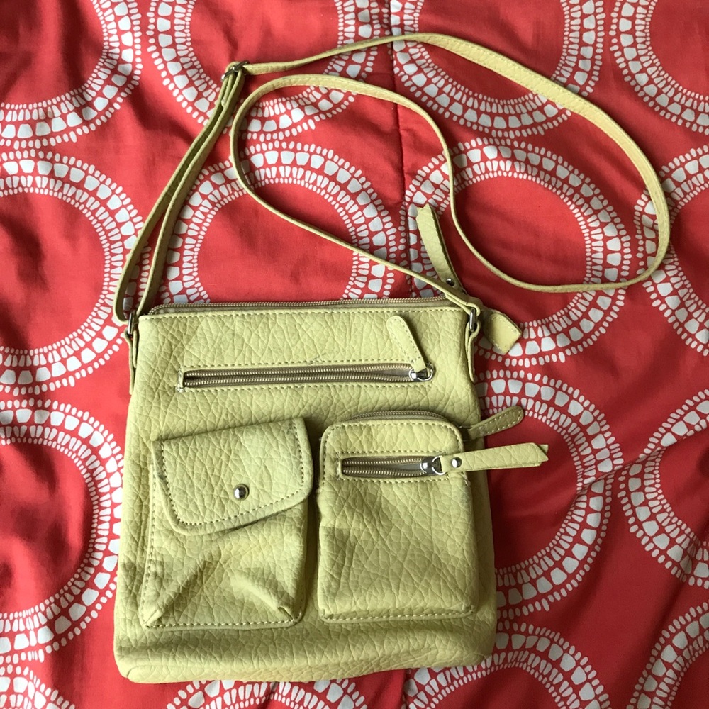 Soft yellow sling purse