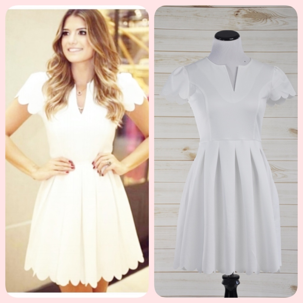 NWOT!!!Sweet Scallop Pleated Skater Dress