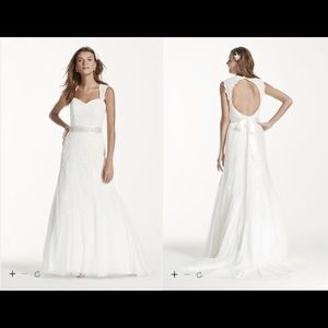 David's Bridal Cap Sleeve Lace Wedding Dress