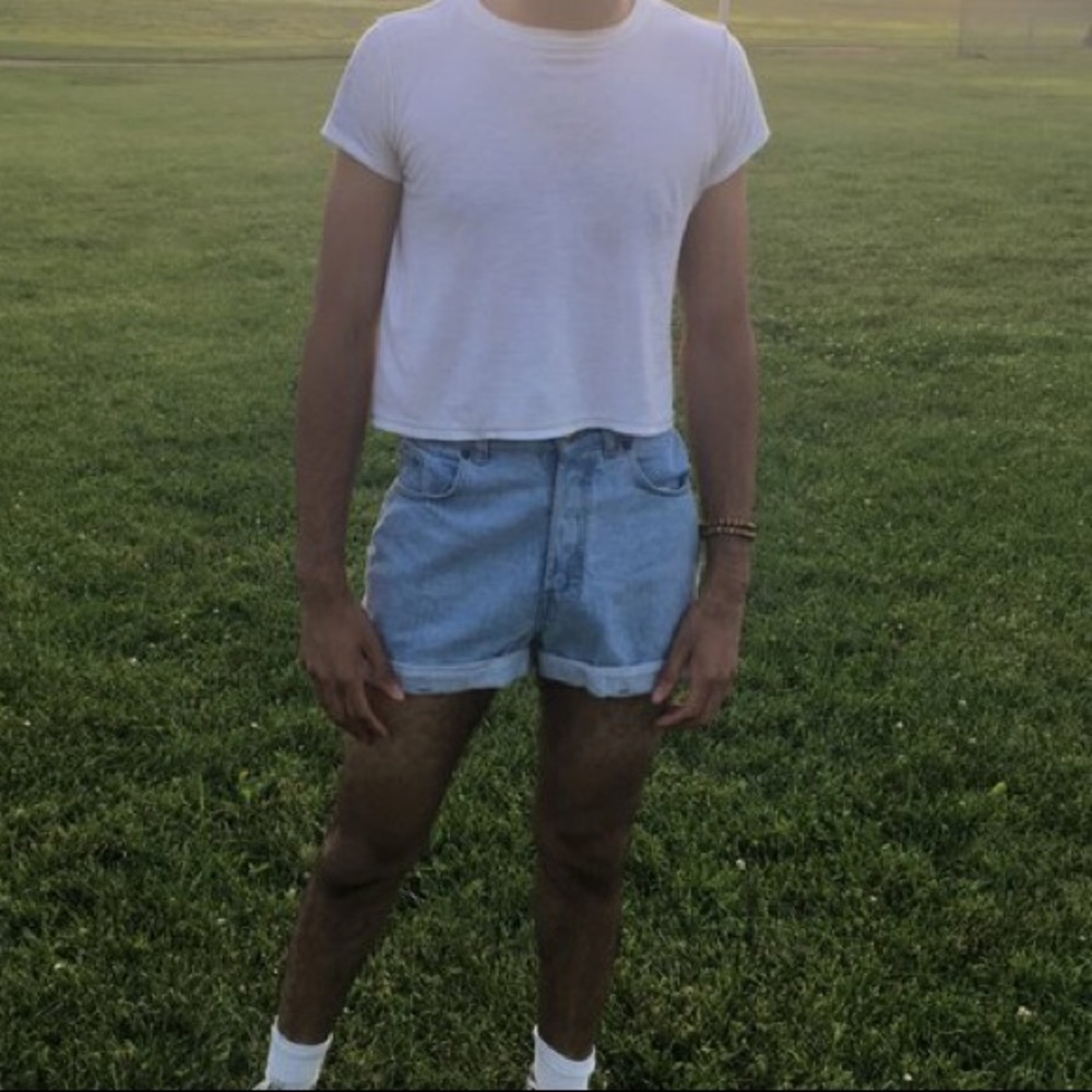 Denim high waisted shorts