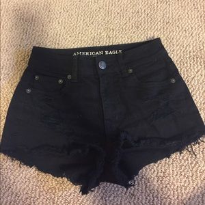 American Eagle black ripped shorts