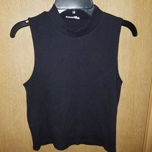Cropped Sleeveless Mock Turtleneck
