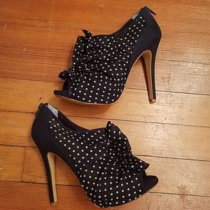 Marco Santi Navy & White Polka Dot Platform Shoes