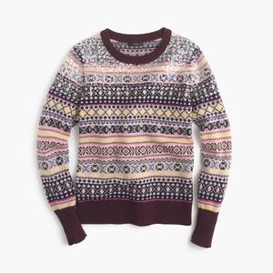 J. Crew Sequined Fair Isle Sweater