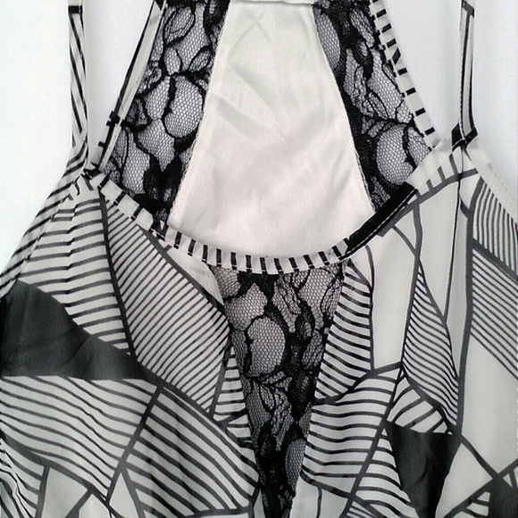 ~Abstract Geometric Lace Cutout Sheath Racerback Sundress Flowy Skirt Lush S - Picture 2 of 4