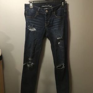 American Eagle dark skinny ripped jeggings