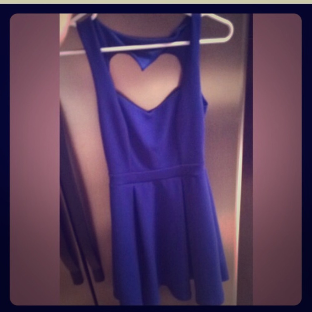 Blue heart cut out dress