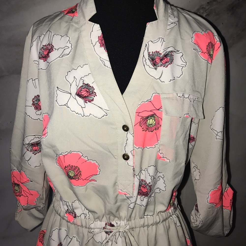 Cream Floral Hi- Low Dress