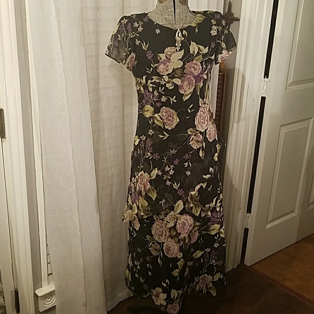 Floral Georgette afternoon tea dress asymmetrical