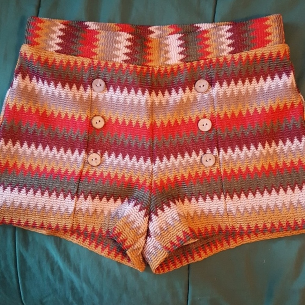 Rasta Patterned High Waisted Shorts