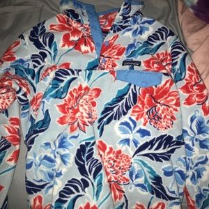 patagonia tropical floral print snap up