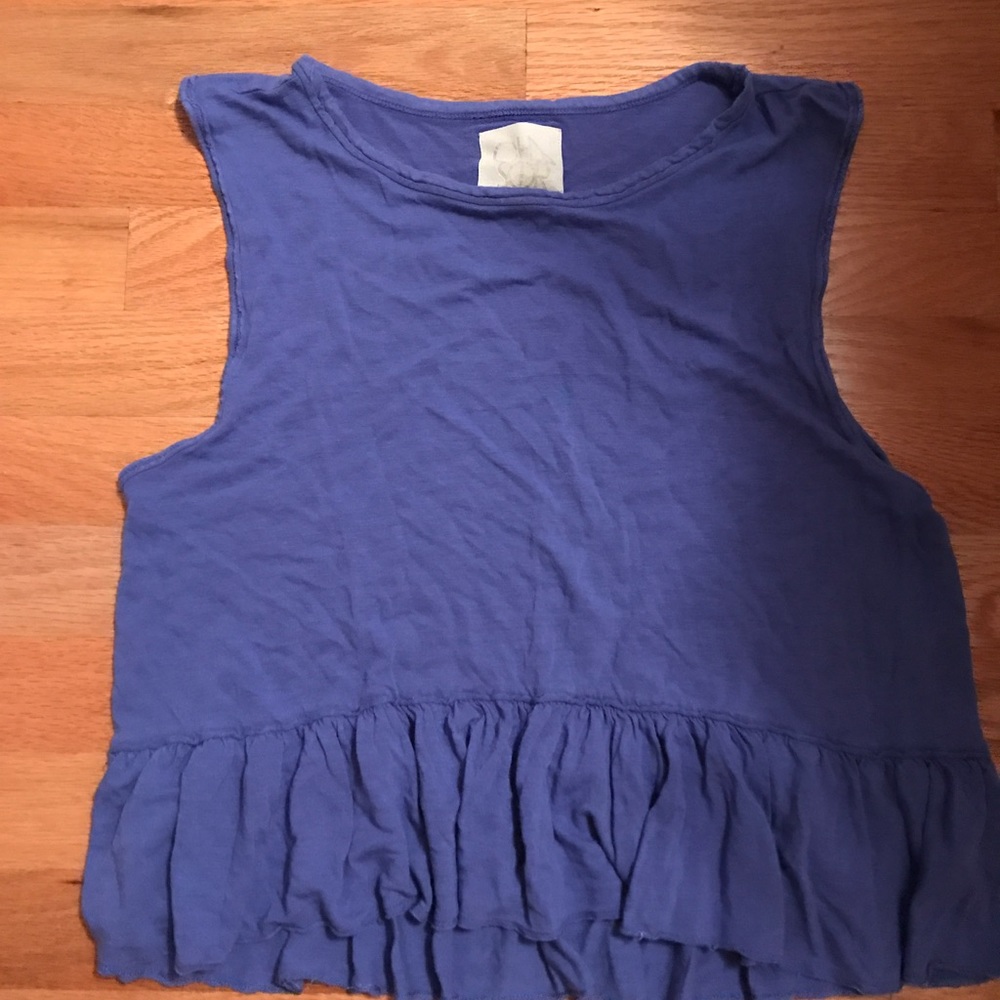 Chaser brand purple peplum flowy cropped top