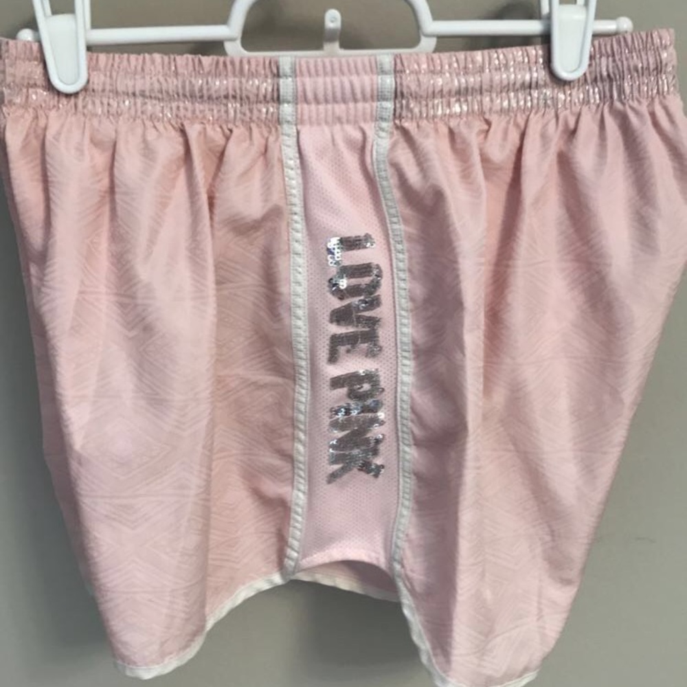 sequin pink athletic shorts