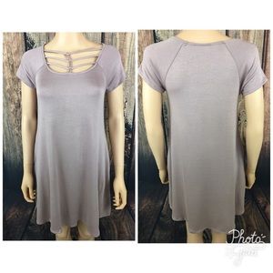 Mauve Strapped Front Detail Dress