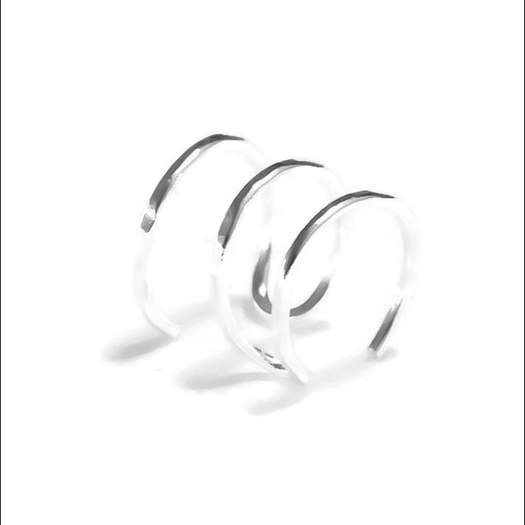 Hammered Triple HoOn Ear Cuff Fake Helix Cartilage Earring Faux Clip On Piercing - Picture 5 of 5