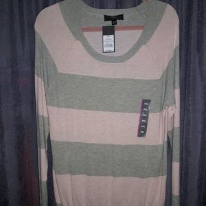 Pink and Gray Stripped Sweater