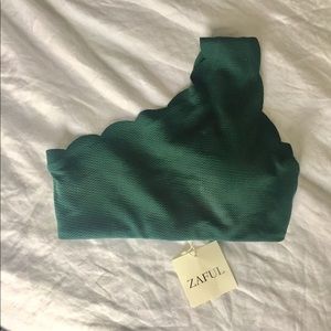 NWT green one-shoulder swimsuit, size S