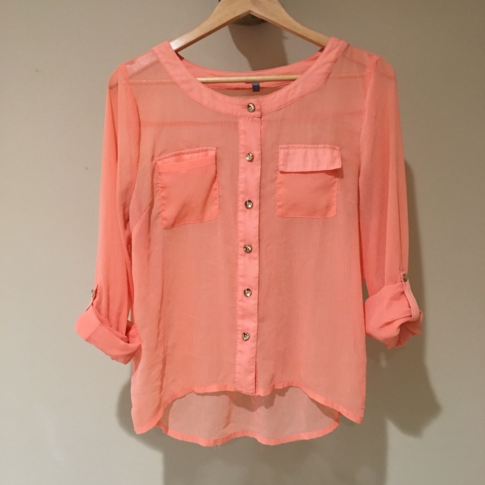Coral button up