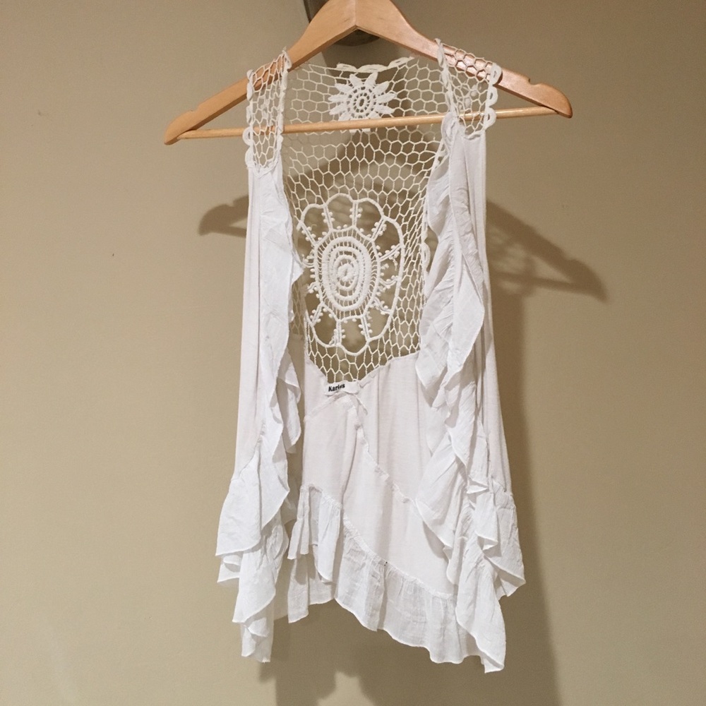 White crochet vest