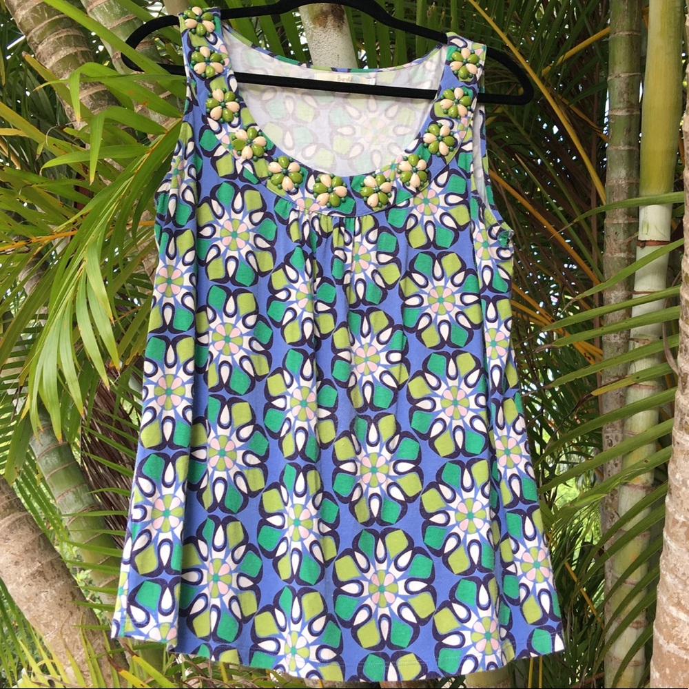 Boden Floral Patterned Beaded Tank