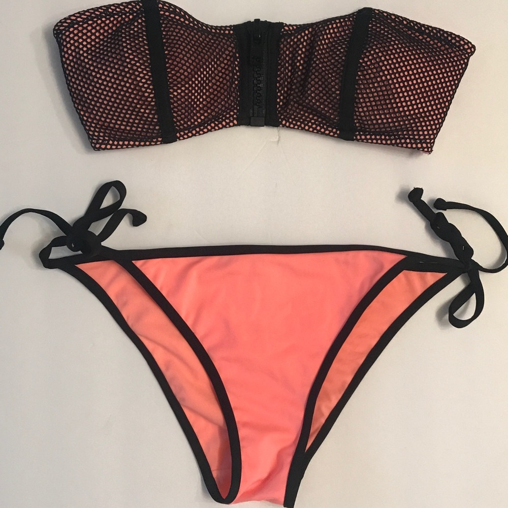 Coral pink mesh Brazilian cut bikini