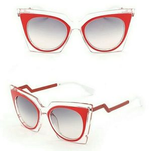 Red Clear Trendy Cateye Sunglasses