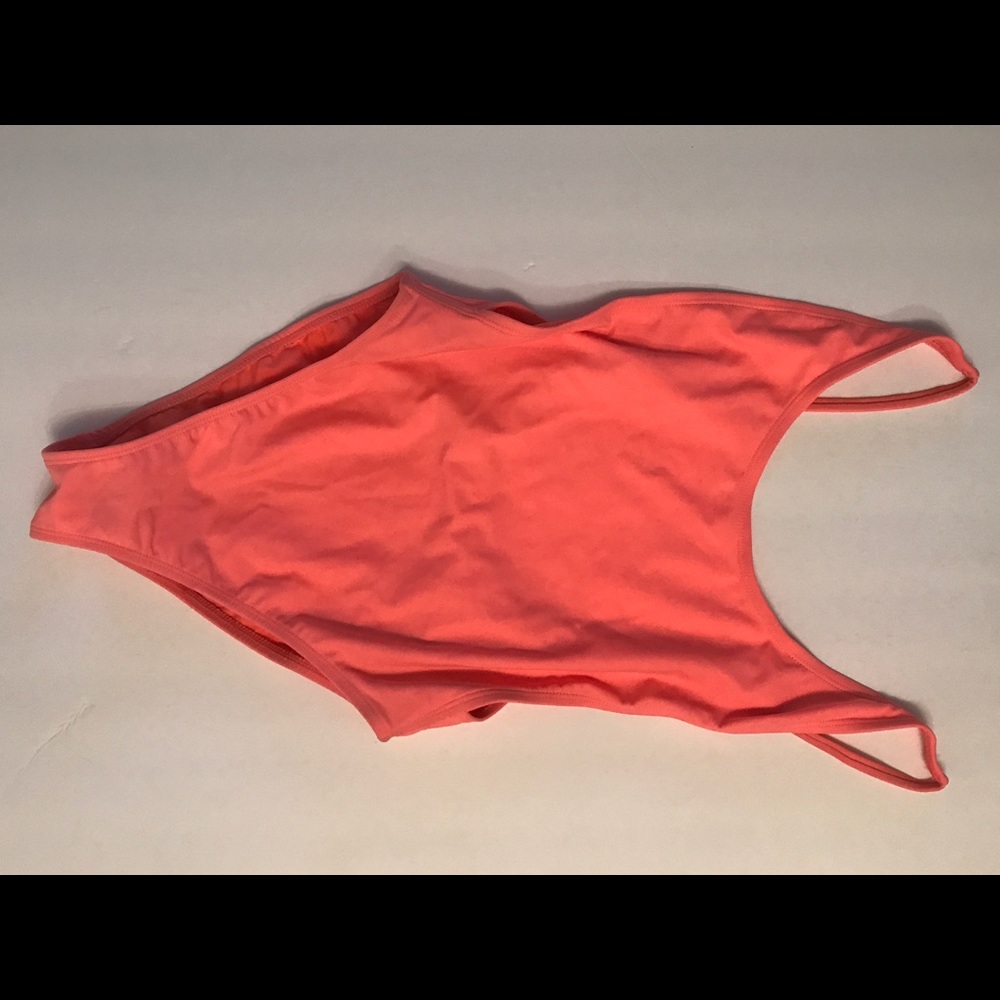 Coral high leg, high cut, low back one piece