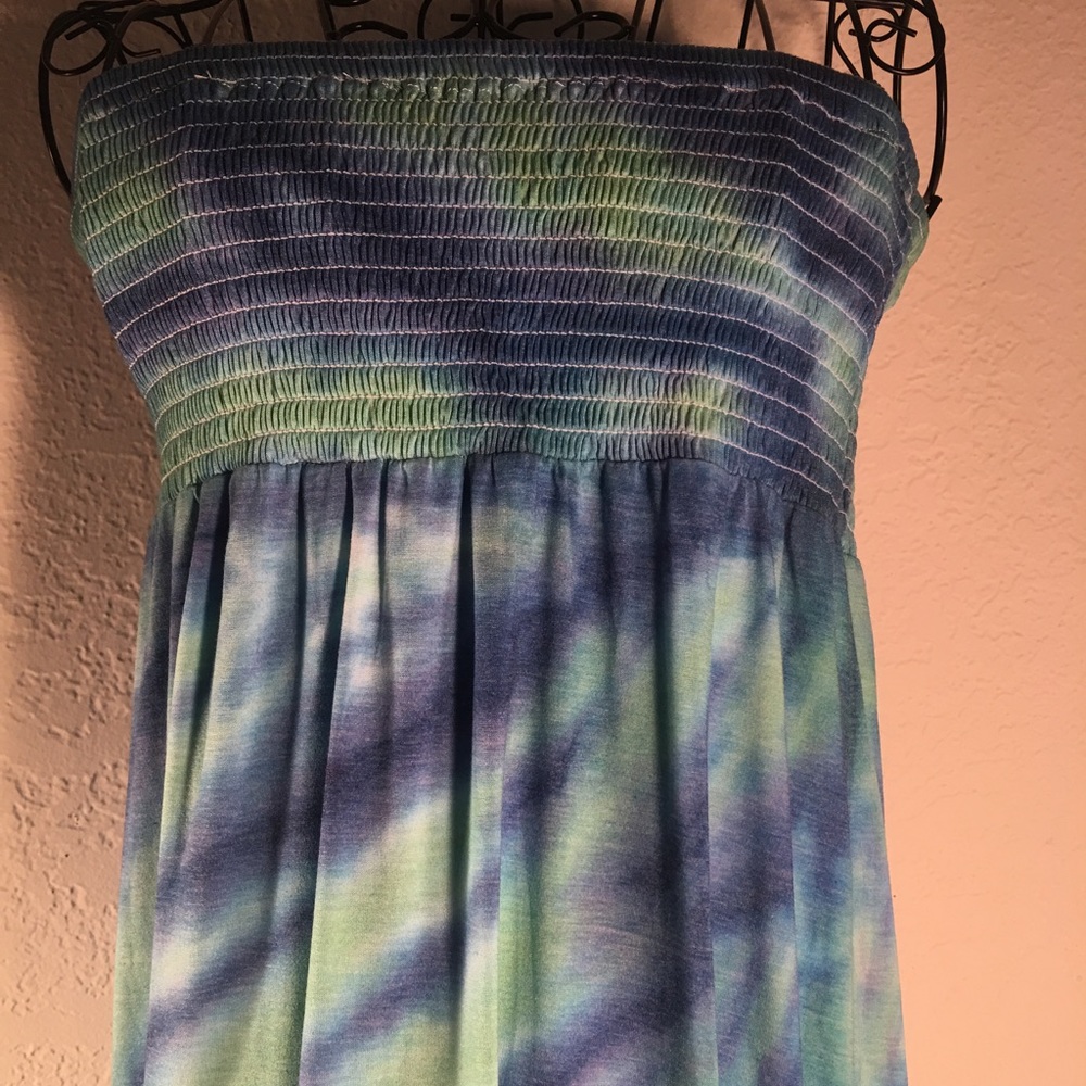 Ekklesia Blue/Green Strapless Maxi Dress