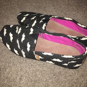 Mustache print slip ons
