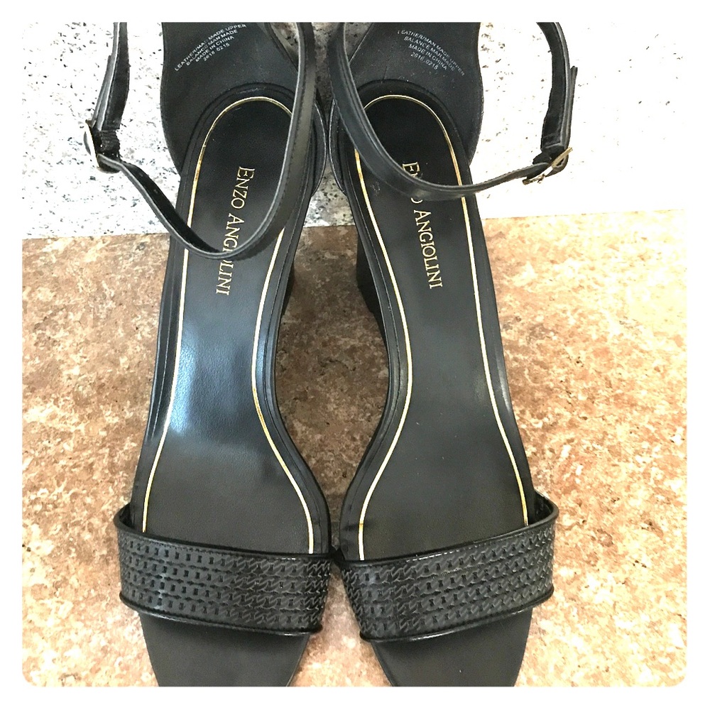 Enzo Angiolini black leather wedge shoe.