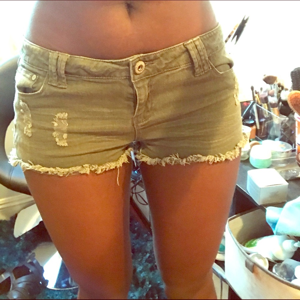 Olive green Denim Shorts