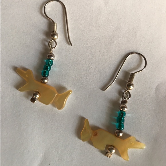 Vintage Handcrafted Aztec coyote earrings artisan bead desert fox cute girls