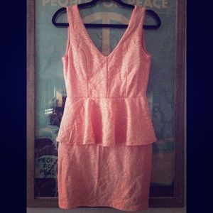 Peach Peplum Dress Rose Print