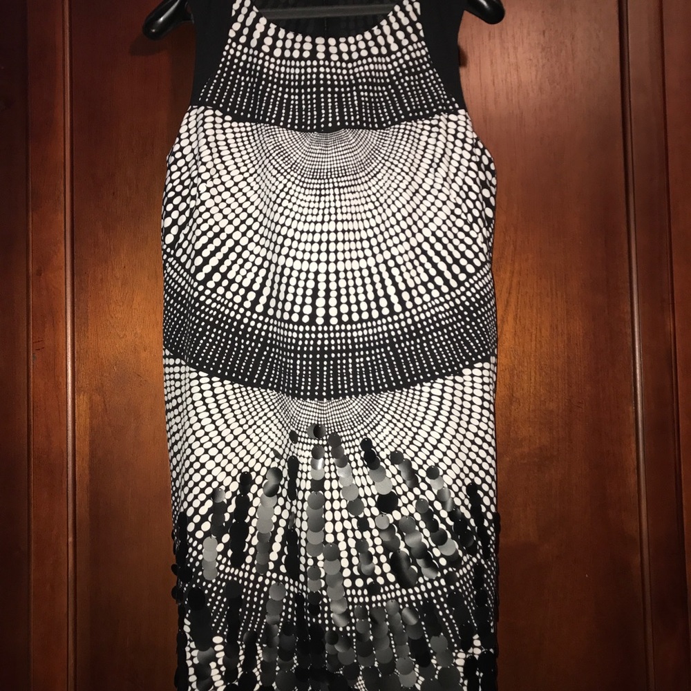 Dress with flapper/style plastic circles.