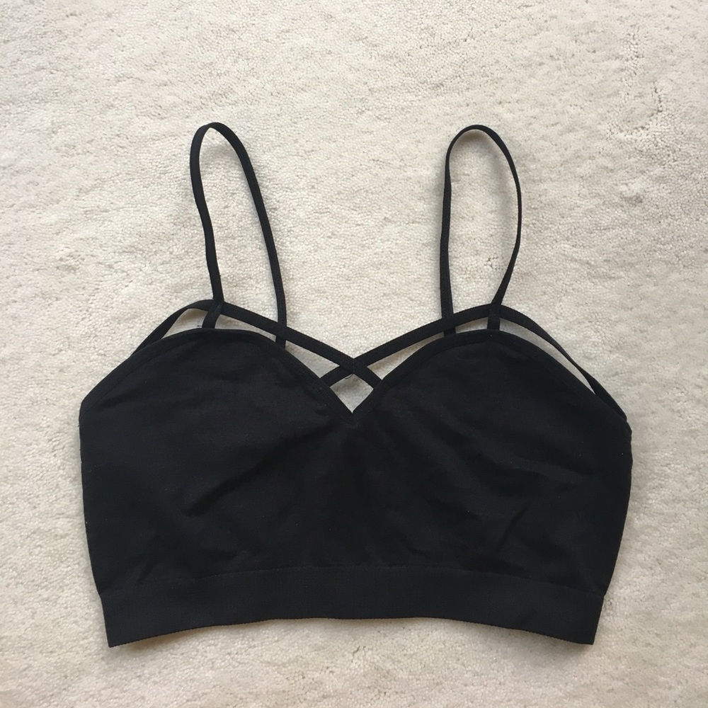 Black Cross Front Bralette