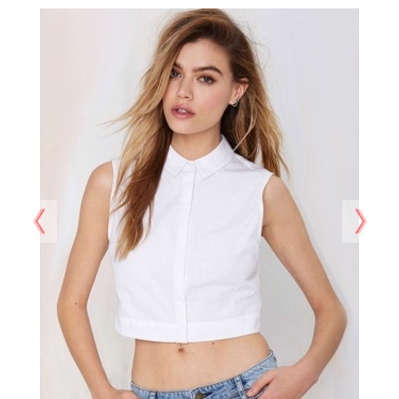 White Button Up Crossed Cutout Back Crop Top - Picture 1 of 4