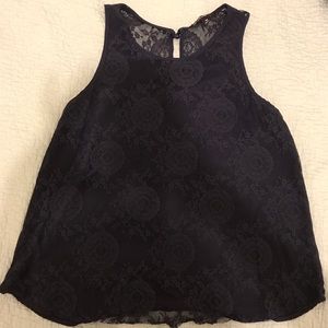 Navy Lace Going Out Top