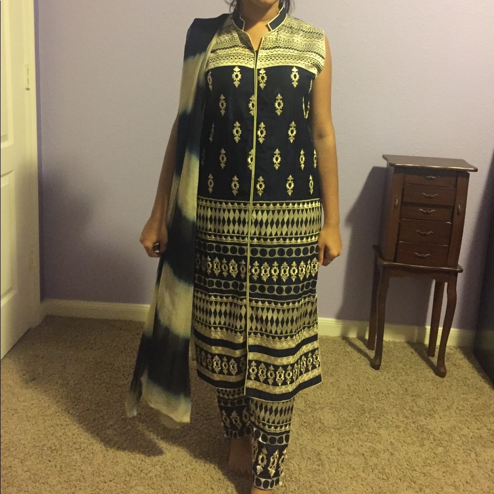 Pakistani salwar kameez with cigarette pants