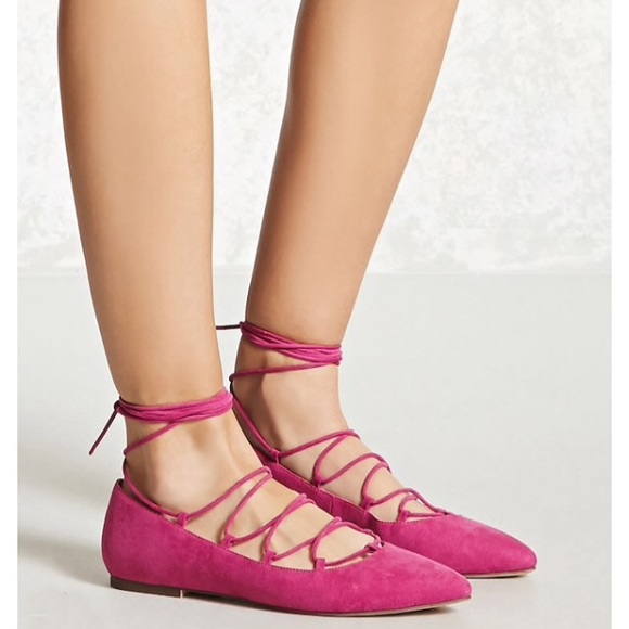 Faux Suede Flats 🎀 Fuchsia - Picture 1 of 3