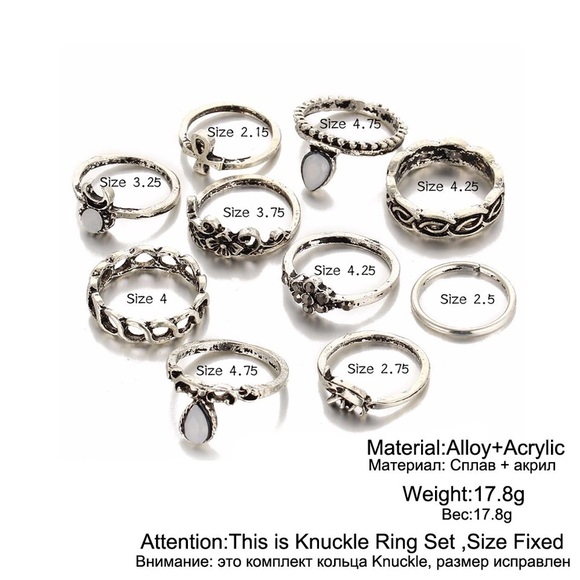 ✨Boho Style 10 Piece Ring Set✨ - Picture 3 of 3
