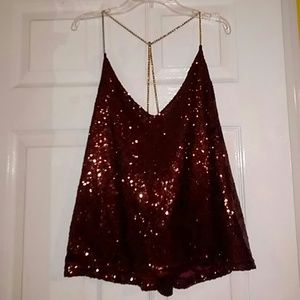 Burgundy Sequin Swing Tank