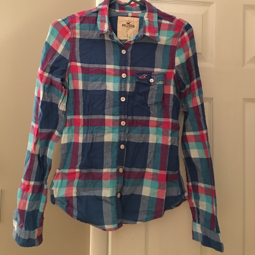 Hollister brand pink and blue flannel.