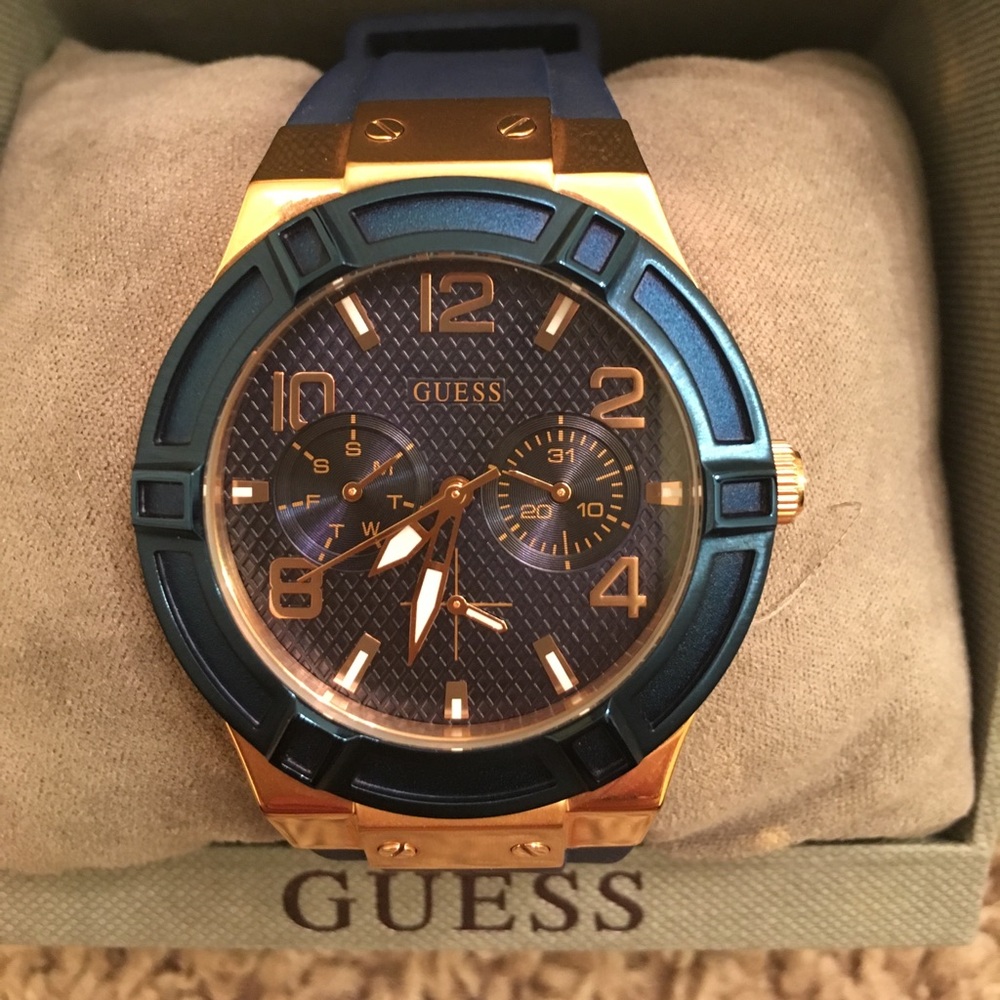 Guess blue and Ross gold watch